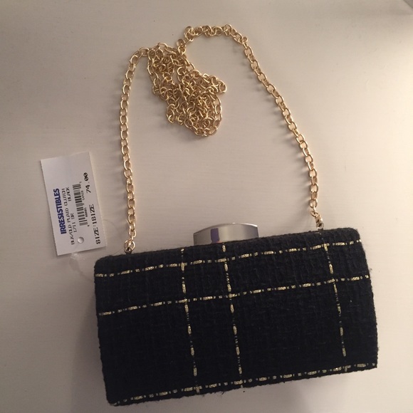 Sondra Roberts black and gold textured clutch NEW - Picture 3 of 7